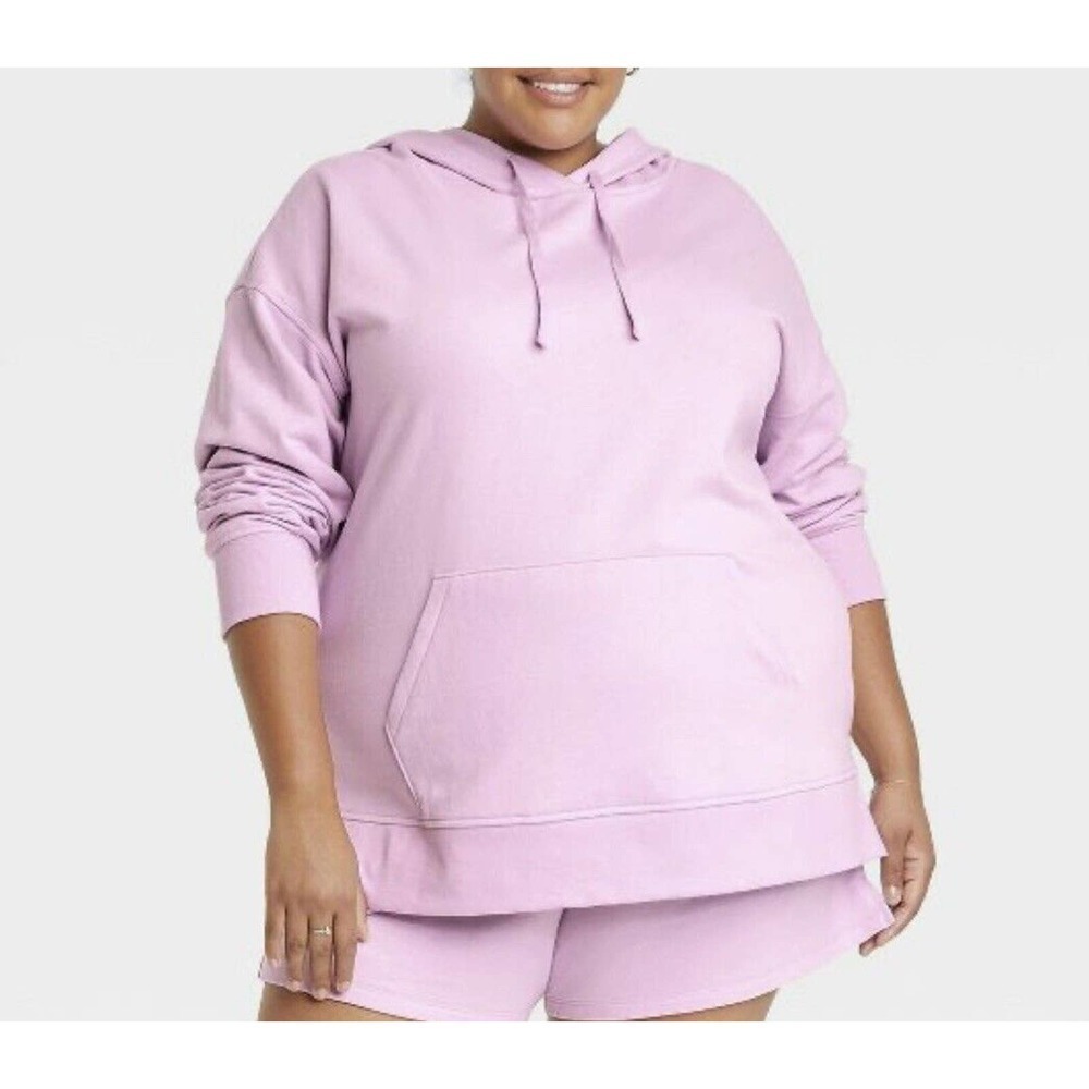 Ava & Viv Pullover Hoodie Hooded Sweatshirt Womens Plus Size 0X X NWT Light Pink